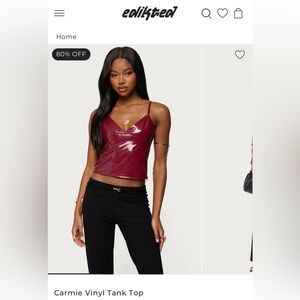 Edikted Vinyl Tank Top - Deep Red